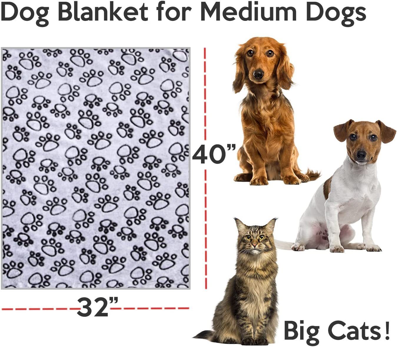 Soft High-Quality Pet Blanket - Grey Paw Design