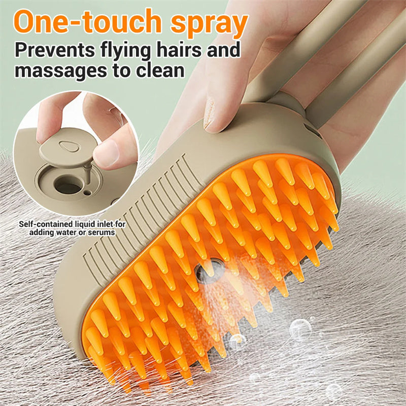 Pet Cat Steam Spray Brush for Grooming and Massage