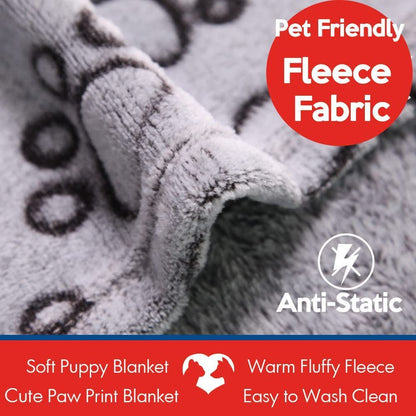 Soft High-Quality Pet Blanket - Grey Paw Design