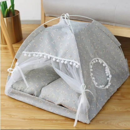 Semi-Enclosed Pet Bed - Cozy Hideaway for Cats and Dogs