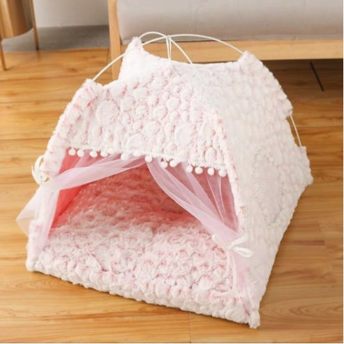 Semi-Enclosed Pet Bed - Cozy Hideaway for Cats and Dogs