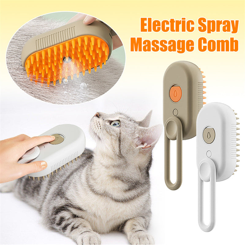 Pet Cat Steam Spray Brush for Grooming and Massage