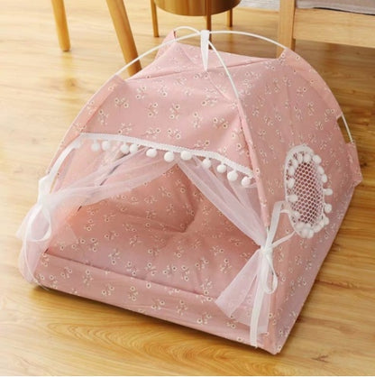 Semi-Enclosed Pet Bed - Cozy Hideaway for Cats and Dogs