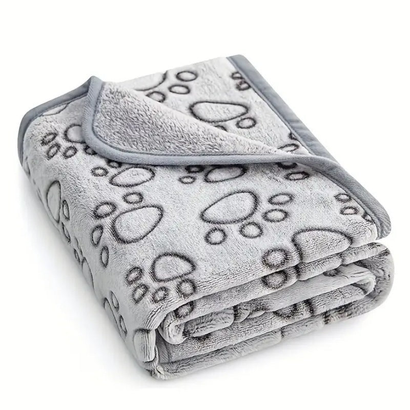 Soft High-Quality Pet Blanket - Grey Paw Design