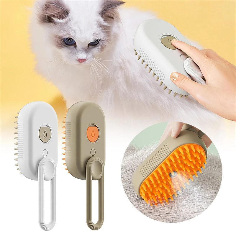 Pet Cat Steam Spray Brush for Grooming and Massage