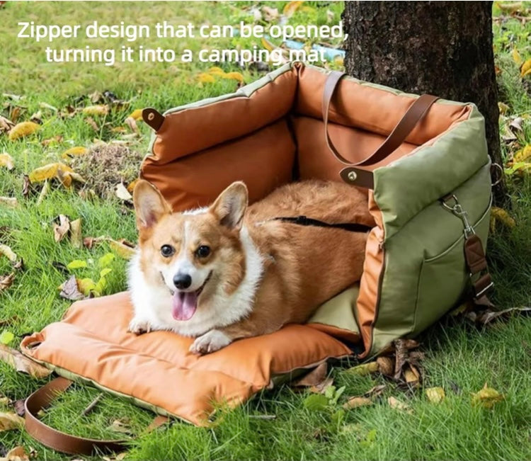 Detachable Portable Leather Dog Car Seat