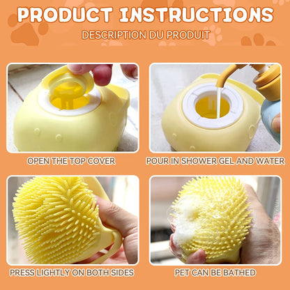 Pet Massage Shampoo Dispenser Brush