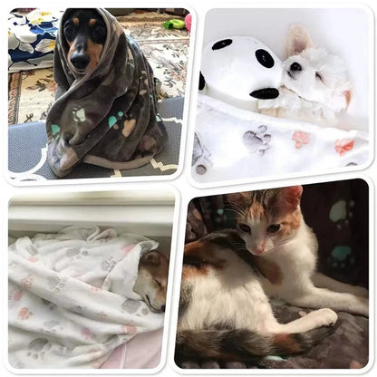 Plush Flannel Pet Sleeping Warm Blanket for Dogs and Cats