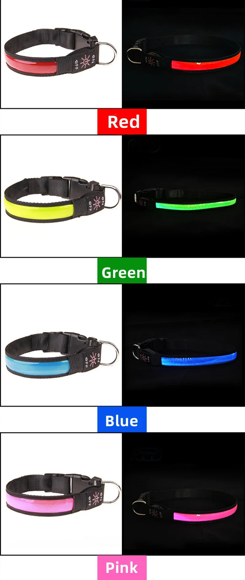 Glowing LED Dog Collar - USB Rechargeable and Adjustable