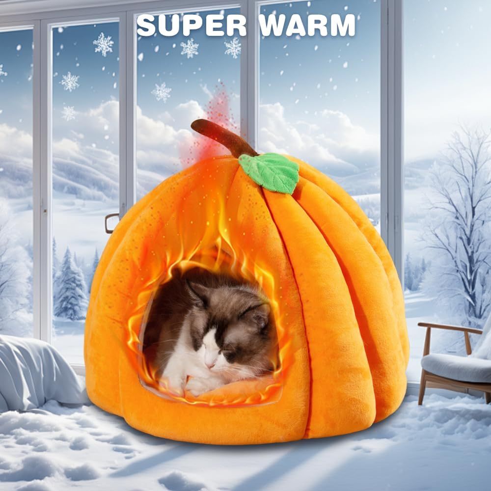 Warm Tent Pumpkin Cat Bed